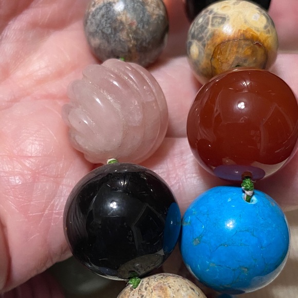 Multicolor assorted natural gemstone large individually knotted bead Necklace - Picture 14 of 16